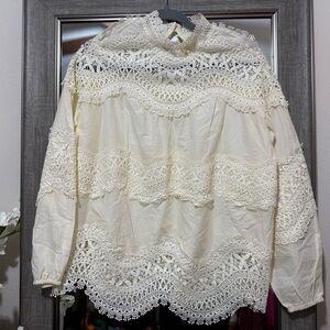 Cato Collection Cream Lace Top